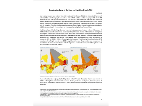 Collective CTA on Nutrition Crisis in Mali